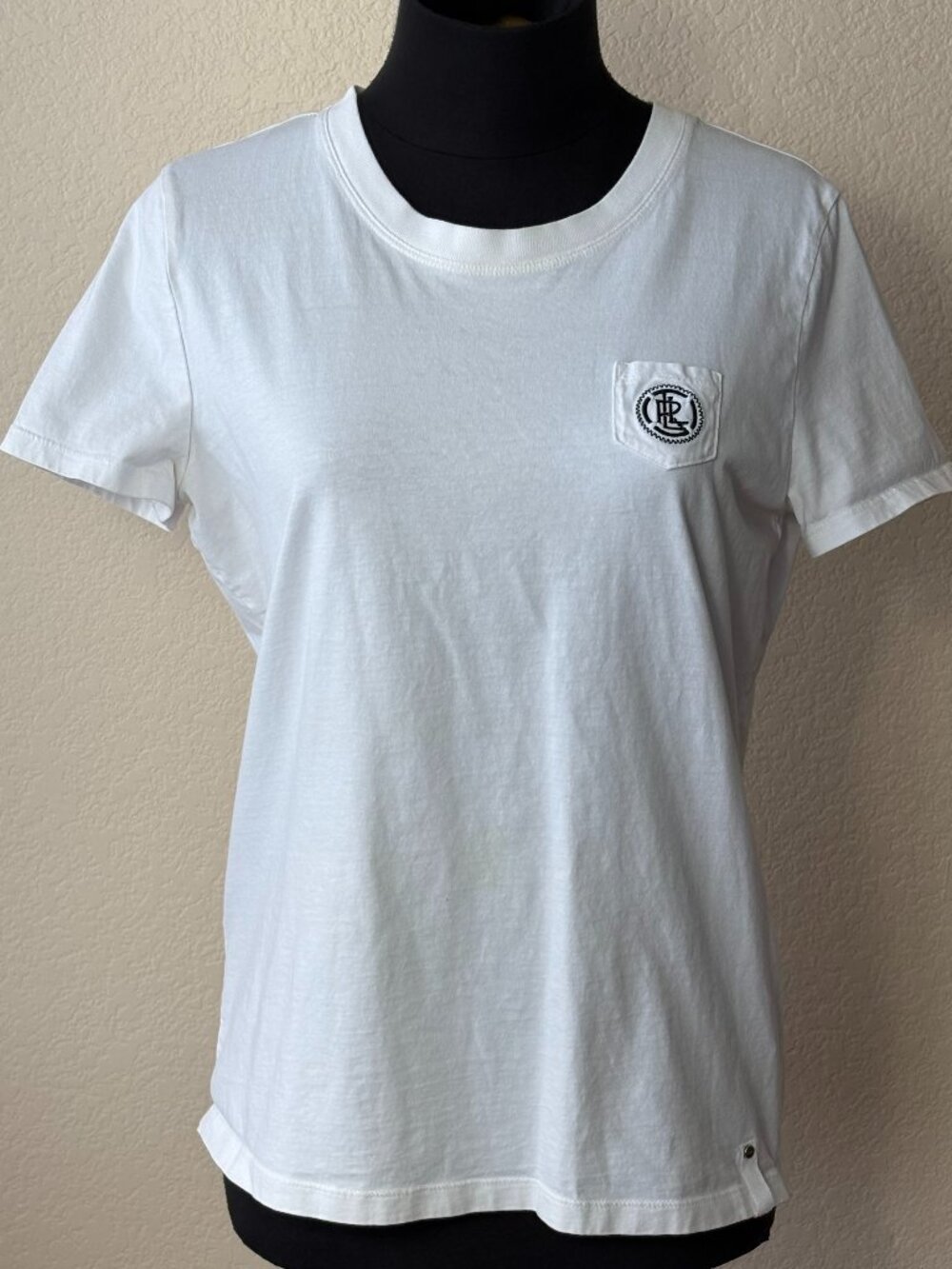 Lauren Ralph Lauren Active L White Cotton Logo Pocket Tee